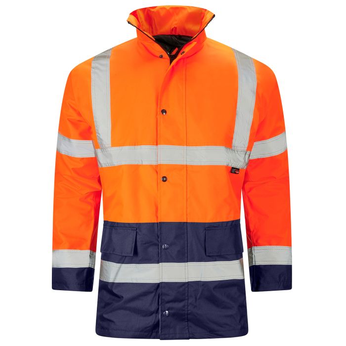 Supertouch Mens H-Vis Class 2 - 2 Tone Parka in orange and navy with poppers