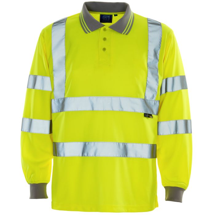 Supertouch Mens Hi-Vis Class 3 Long Sleeve Bird Eye Polo Shirt - Dalton Safety