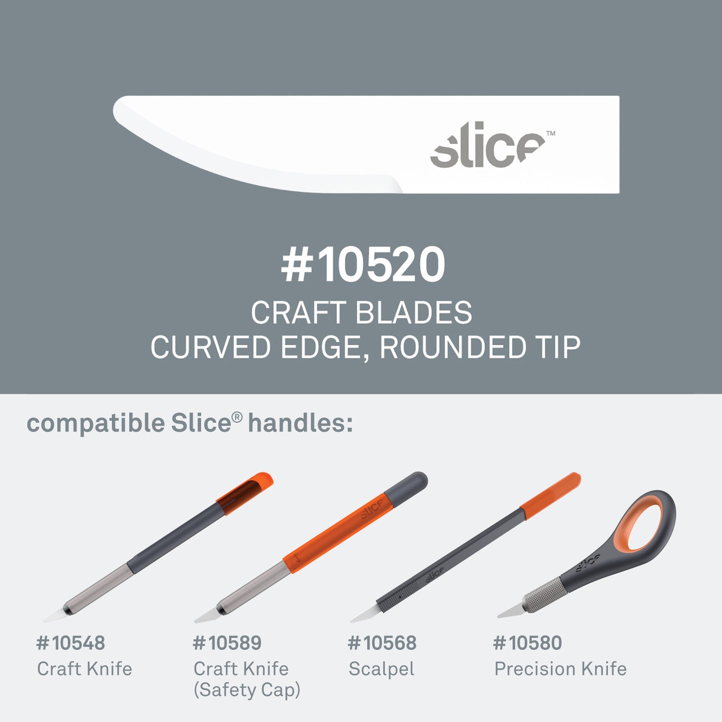 Slice Ceramic Craft Knife Blades (Curved Edge, Rounded Tip) Compatible Slice Handles - DaltonSafety