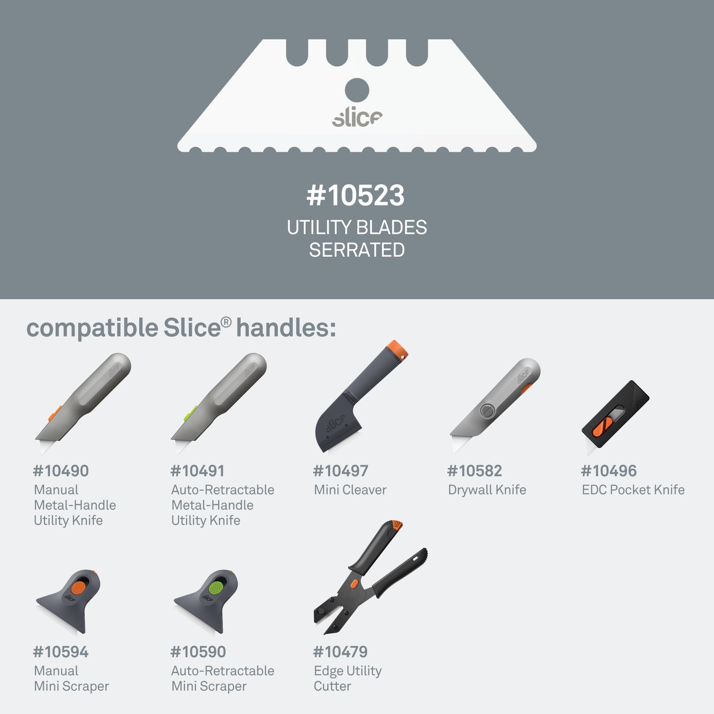 Slice Utility Blades (Serrated) Compatible Slice Handles - DaltonSafety