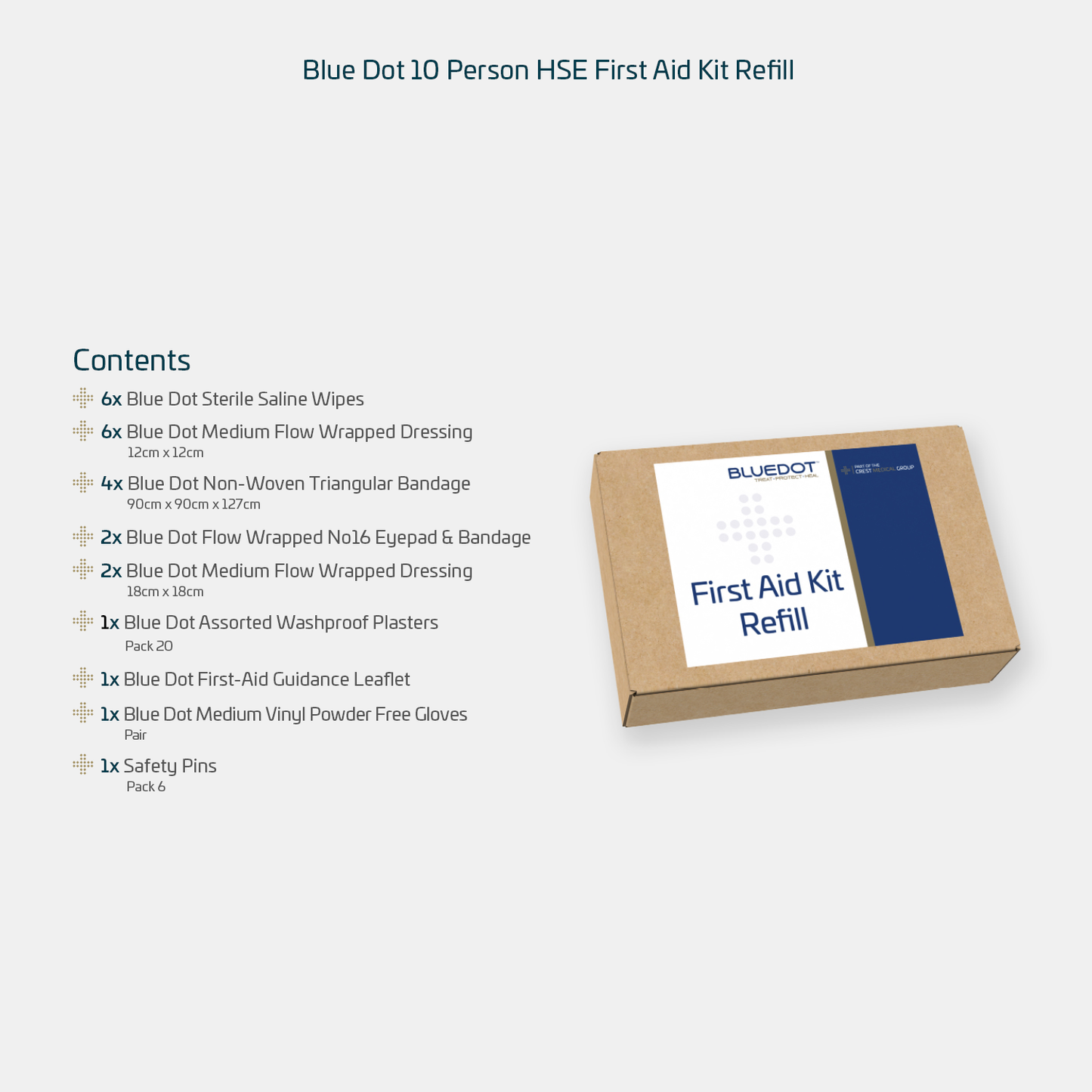 Blue Dot 10 Person HSE First Aid Kit Refill