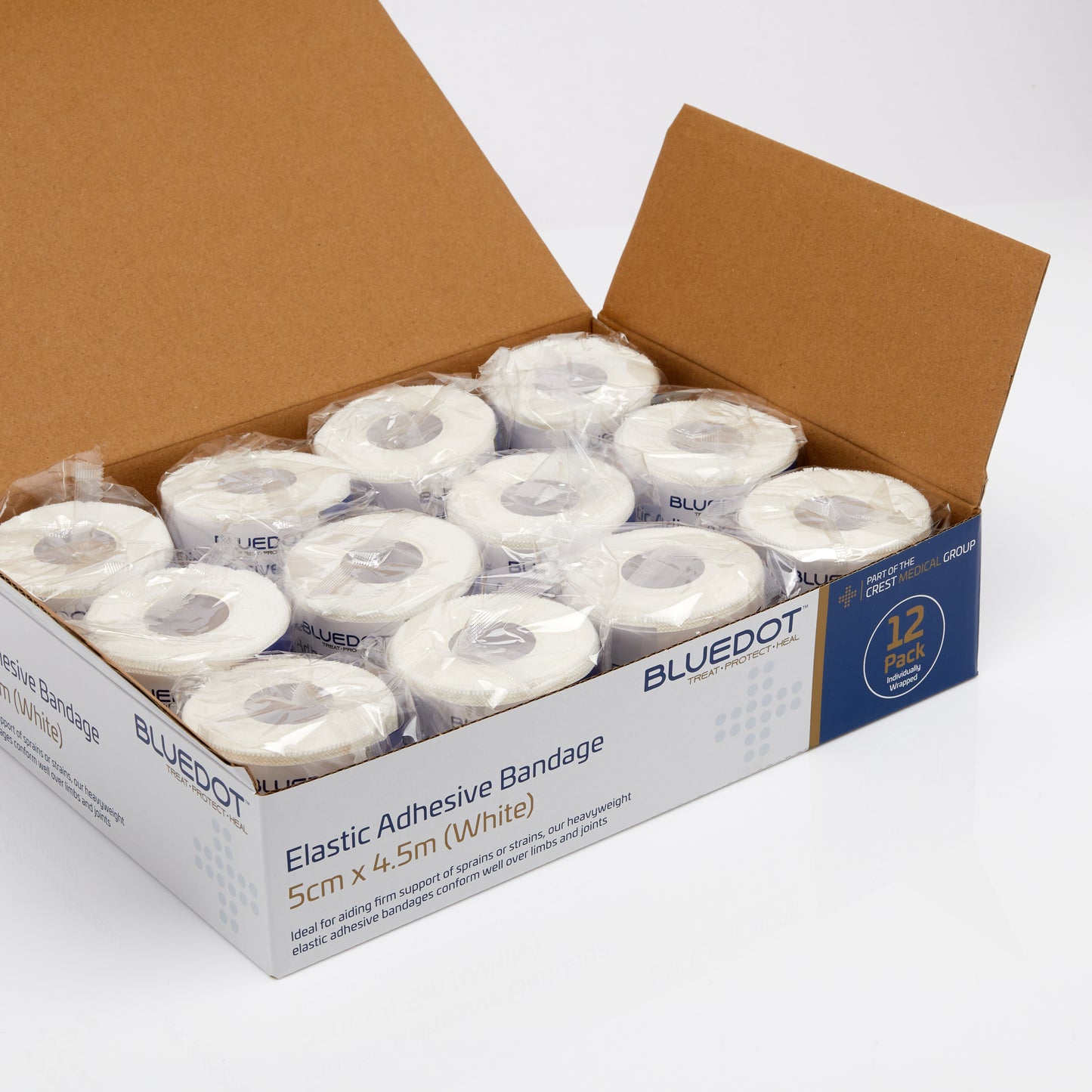 Blue Dot White Elastic Adhesive Bandage