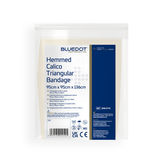 Blue Dot 95cm x 95cm x 136cm Calico Hemmed Triangular Bandage (Pack of 10)