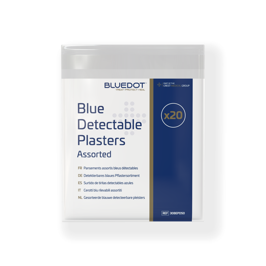  Crest Medical Blue Dot Assorted Blue Detectable Plasters (Bag of 20) packet 