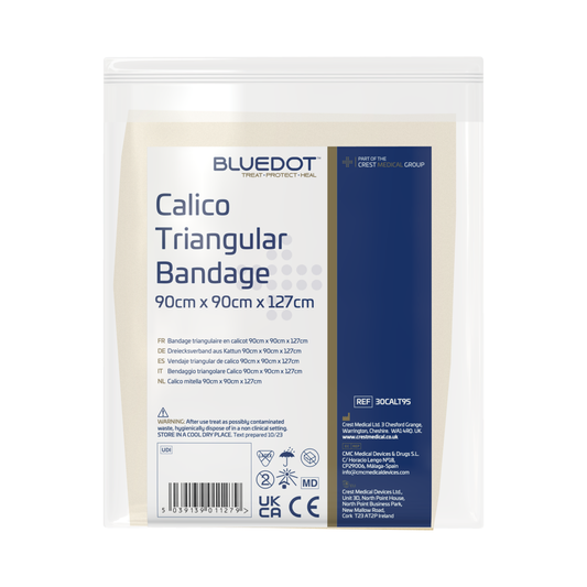 Blue Dot 90cm x 90cm x 127cm Calico Unhemmed Triangular Bandage (Pack of 10)