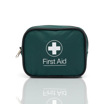 Blue Dot One Person HSE Travel First Aid Kit in Green Bag front view 