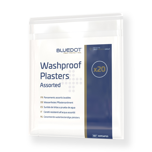 Crest Medical Blue Dot Assorted Washproof Plasters (Bag of 20) packet 