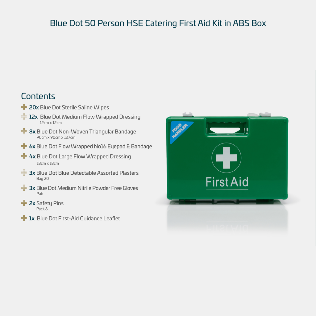 Blue Dot 50 Person HSE Catering First Aid Kit in ABS Box