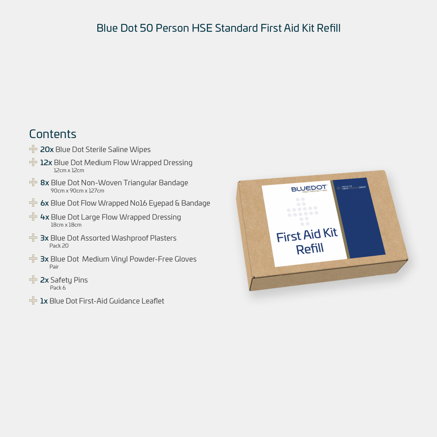 Blue Dot 50 Person HSE First Aid Kit Refill