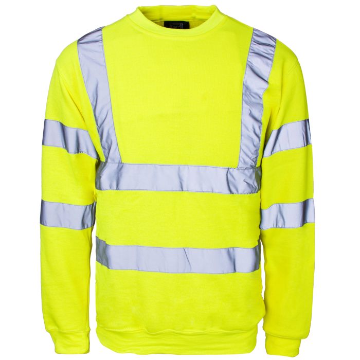 Supertouch Mens Hi-Vis Class 3 Crew Neck Jumper