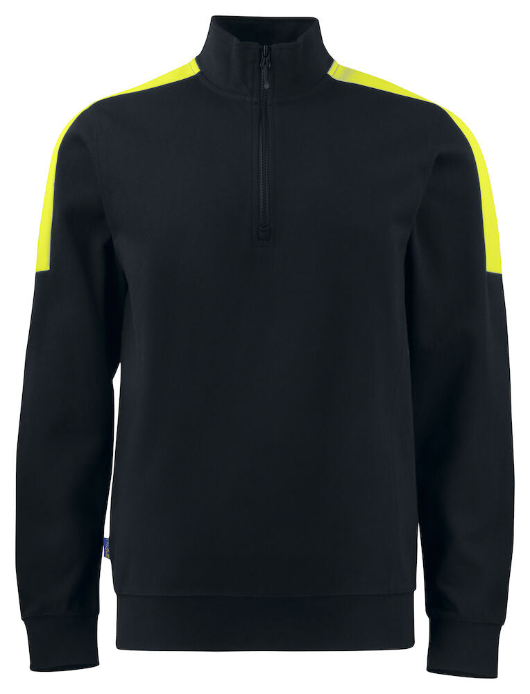 Black/Acid Yellow Mens Quarter Zip Sweatshirt