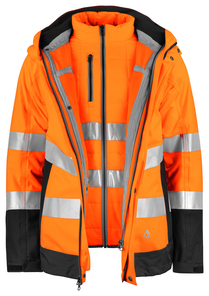 6445 Pro-job Mens Hi-Vis 3-in-1 Class 3/2 Functional Jacket