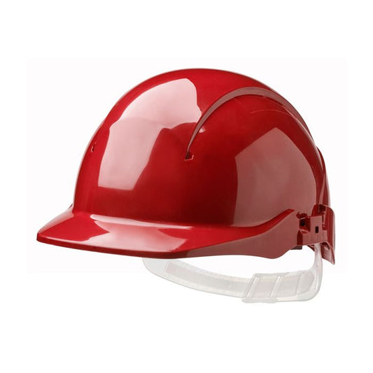 Concept Core Full Peak Slip Ratchet Safety Helmet - Red Non Vented