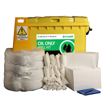 600L Oil Only Spill Response Kit | 4 Wheel PE Bin
