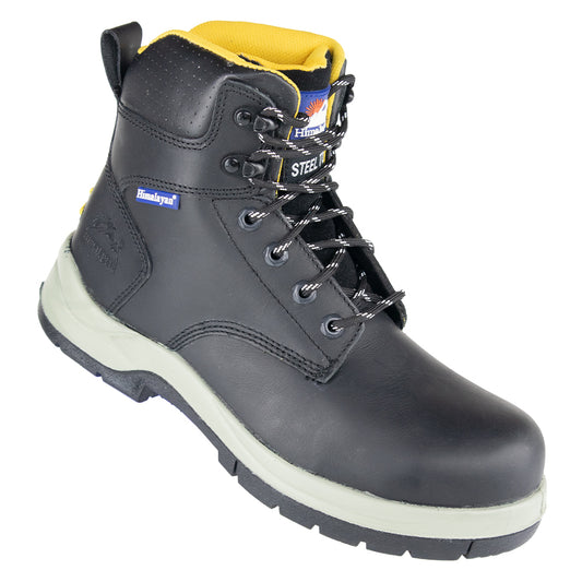 Himalayan Black Leather Steel Toe Cap and Midsole Safety Boot