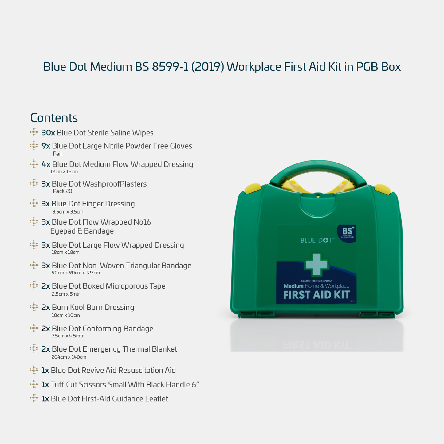 Blue Dot Medium BS 8599-1 (2019) Workplace First Aid Kit In PGB Box