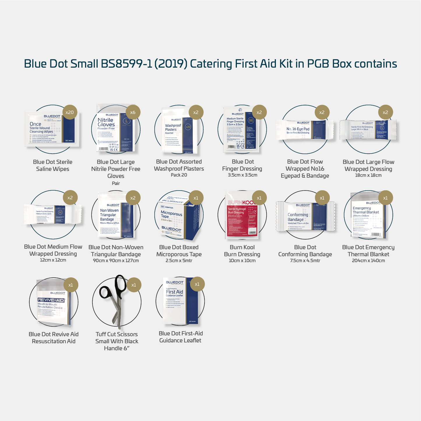 Blue Dot Small BS 8599-1 (2019) Catering First Aid Kit In PGB Box