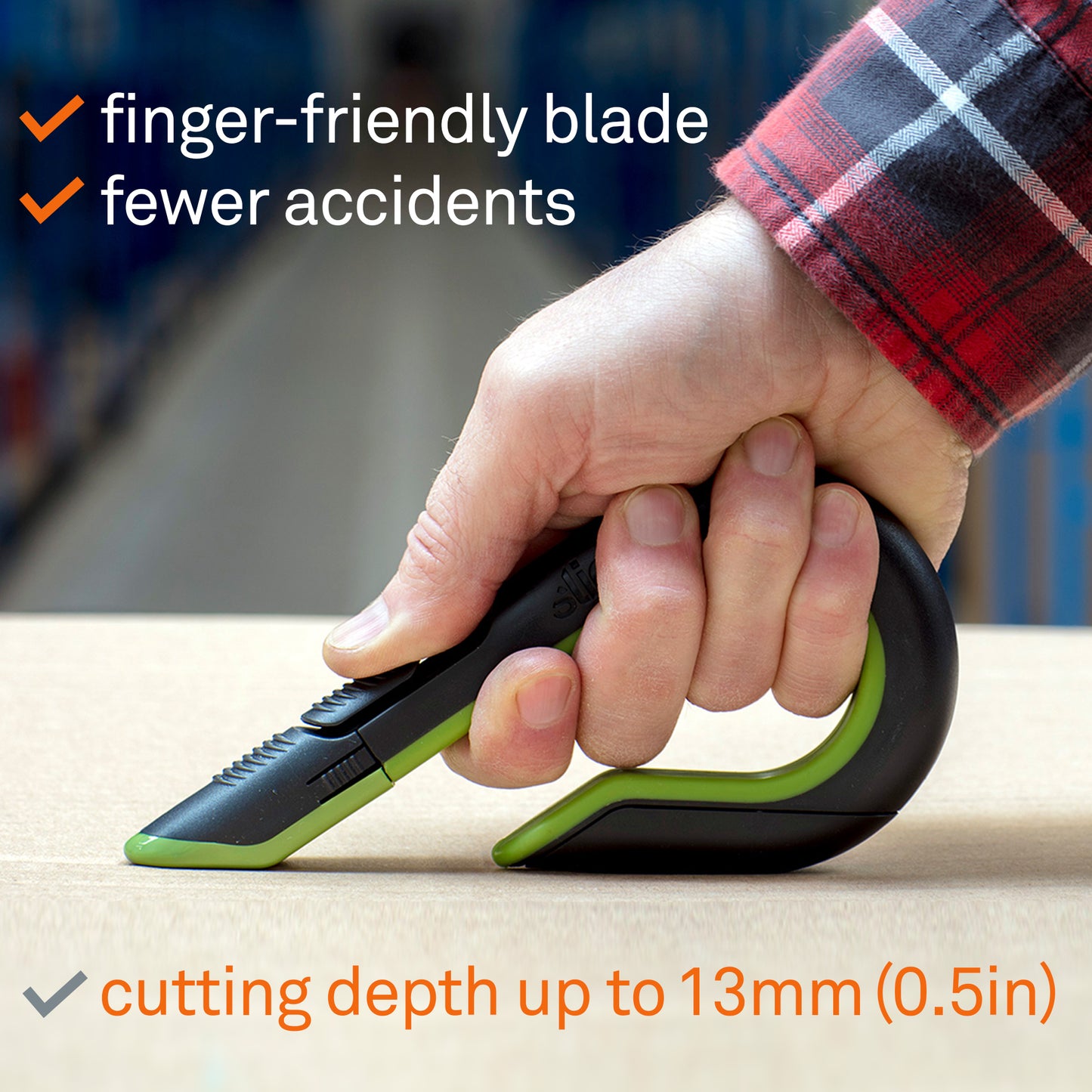 Slice Auto-Retractable Box Cutter has a finger friendly blade