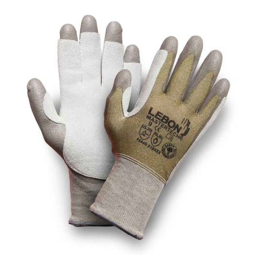 Lebon MASTERTECH Seamless Knitted Gloves - Mud and White with Silver Coating 