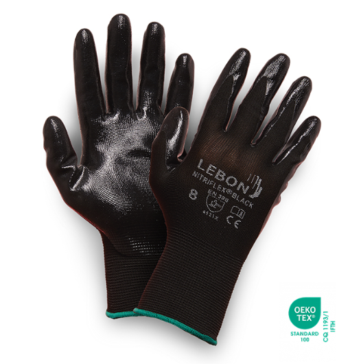NITRIFLEX/BLACK Seamless Knitted Gloves 13 Gauge