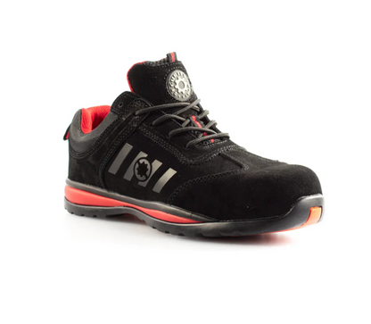 KIWI Black Metal Free Safety Trainer With Red Trim And SRC Slip Resistance