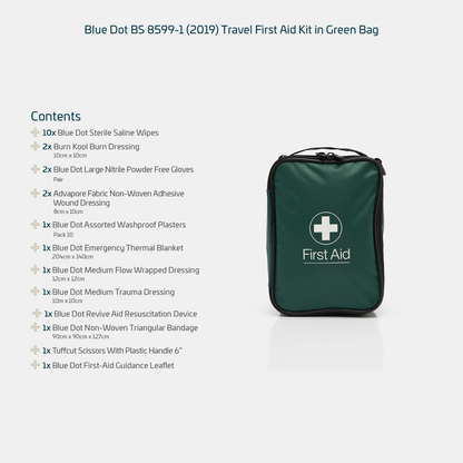 Blue Dot BS 8599-1 (2019) Travel Kit in Green Bag