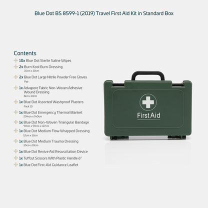 Blue Dot BS 8599-1 (2019) Travel Kit in Green Box