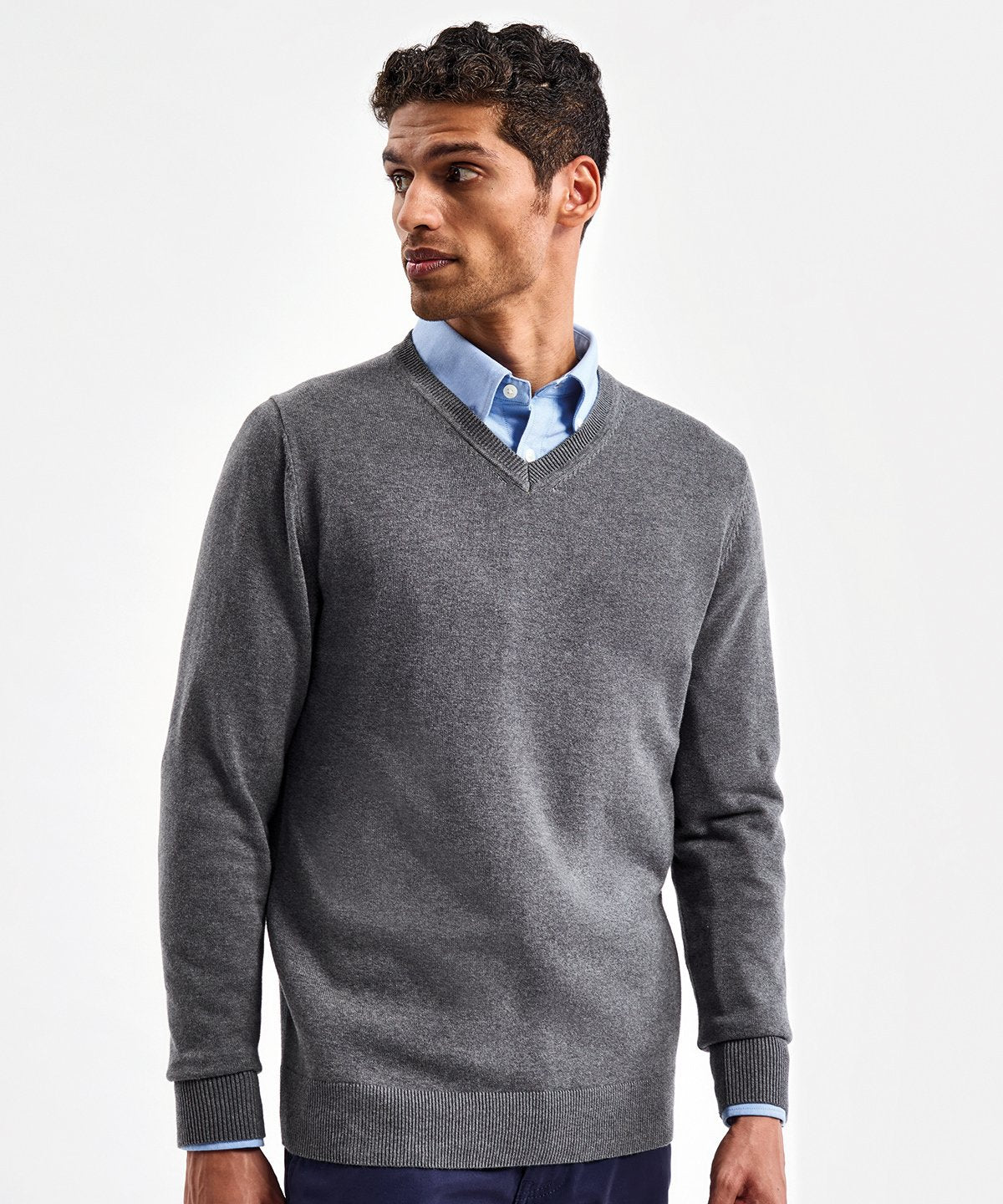 Mens Cotton Blend V-Neck Sweater