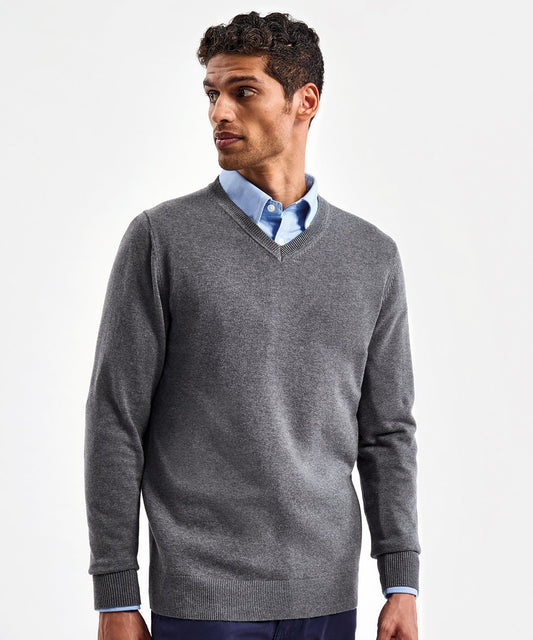 Mens Cotton Blend V-Neck Sweater
