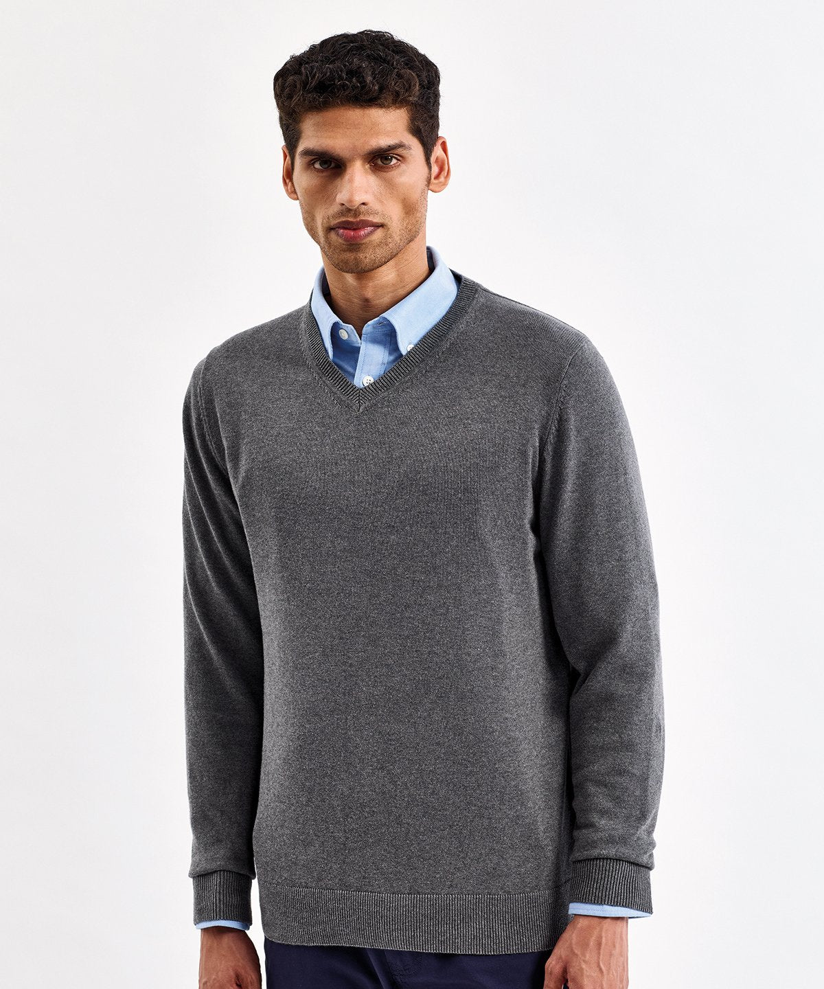 Mens Cotton Blend V-Neck Sweater