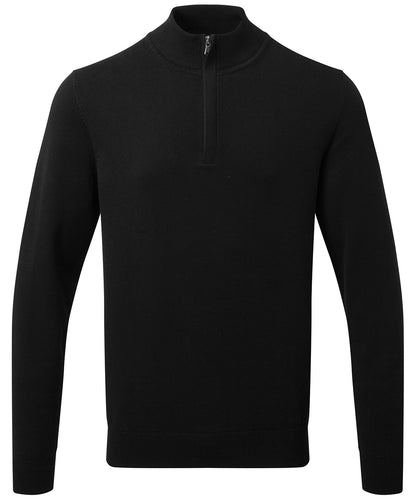 Mens Cotton Blend Quarter Zip Sweater