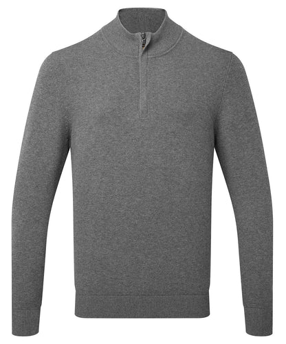 Mens Cotton Blend Quarter Zip Sweater