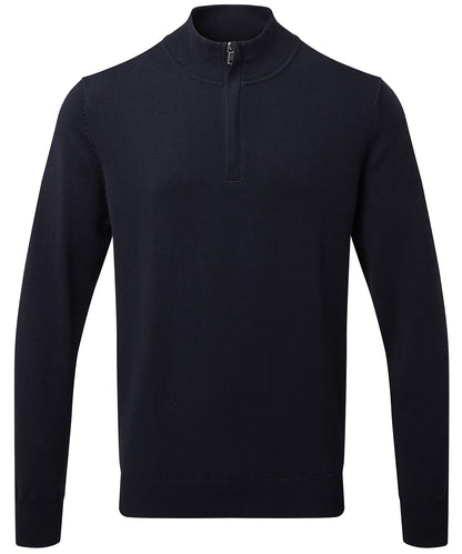 Mens Cotton Blend Quarter Zip Sweater