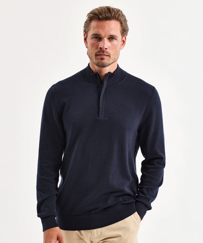 Mens Cotton Blend Quarter Zip Sweater