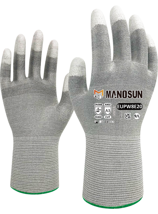 EUPW8E20 Anti-Static PU Fingertip Glove Gauge 18 - DaltonSafety