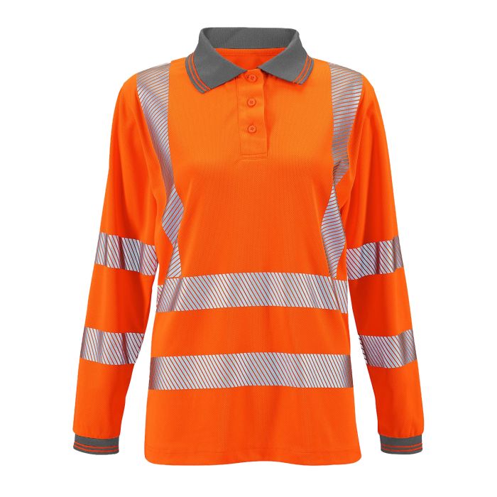 Supertouch Womens Hi-Vis Class 2 Jaya Bird Eye Long Sleeve Polo