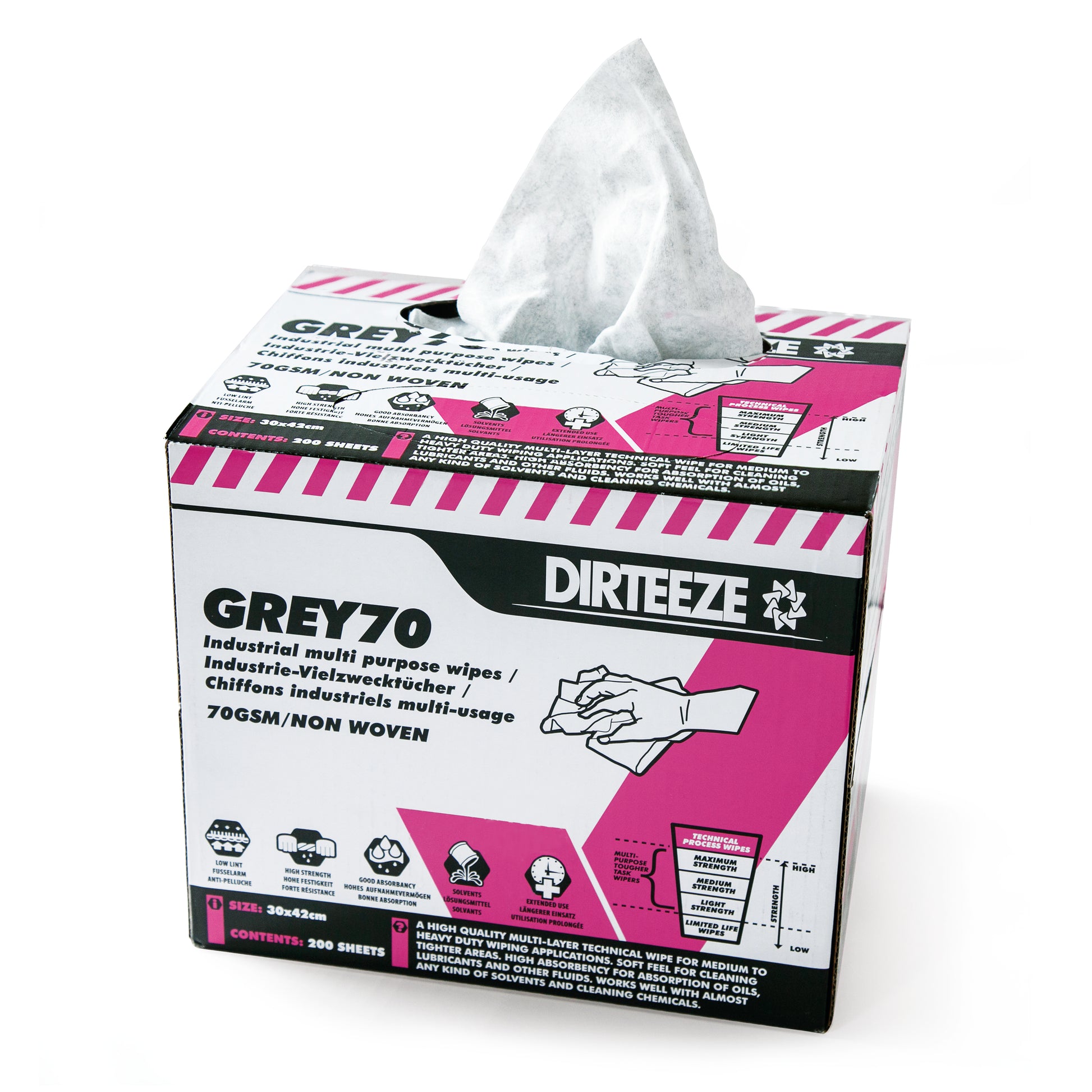 Grey 70 Polishing wipes Box 200 sheets 30 x 42cm - DaltonSafety