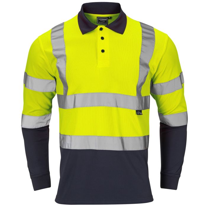 Supertouch Mens Hi-Vis 2 Tone Class 1 Long Sleeve Polo Shirt