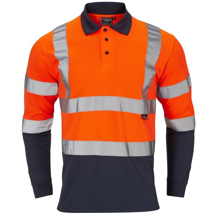 Supertouch Mens Hi-Vis 2 Tone Class 1 Long Sleeve Polo Shirt