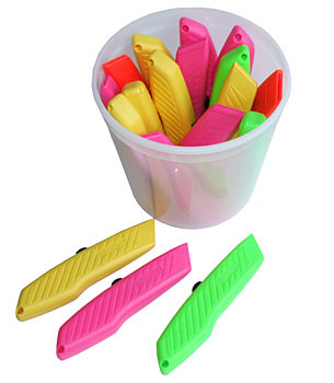 Multicoloured high visibility retractable utility knives (18 in tub) - DaltonSafety